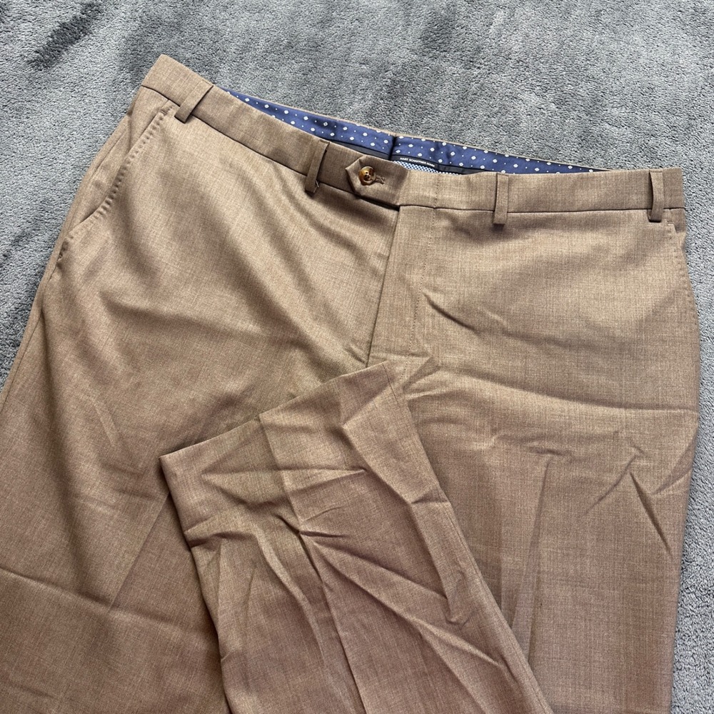 Hart Schaffner Marx Chicago Dress Pants Mens 40x30 Brown Wool Blend Flat Front